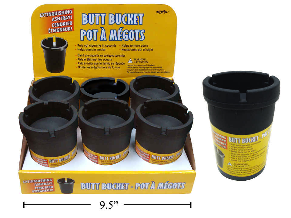 Butt Bucket Extinguishing Ashtray - Black Only ~ 6 per display-0