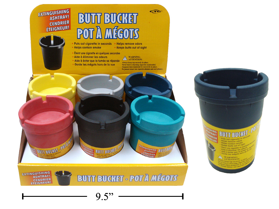 Butt Bucket Extinguishing Ashtray - Multi Color ~ 6 per display-0
