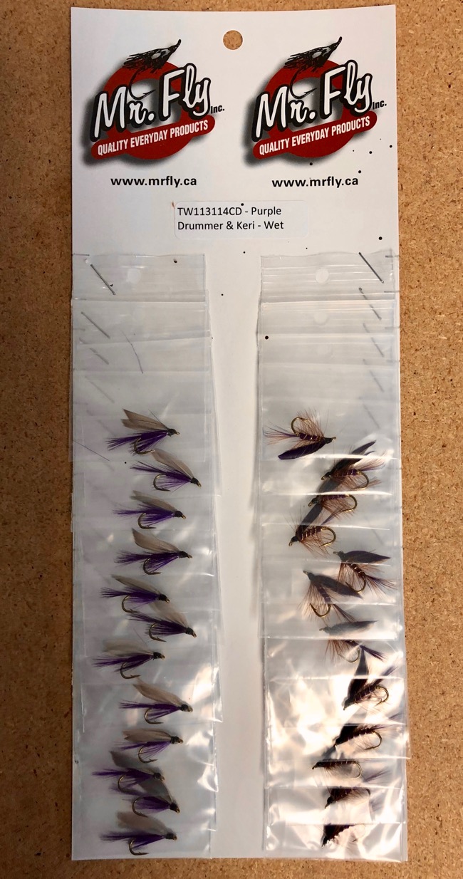 Purple Drummer & Purple Keri Trout Wet Flies ~ 24 per card-0