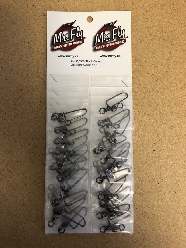 Eagle Claw Black Crane Swivel with Coastlock Snap - Size 1/0 ~ 24 per card-0