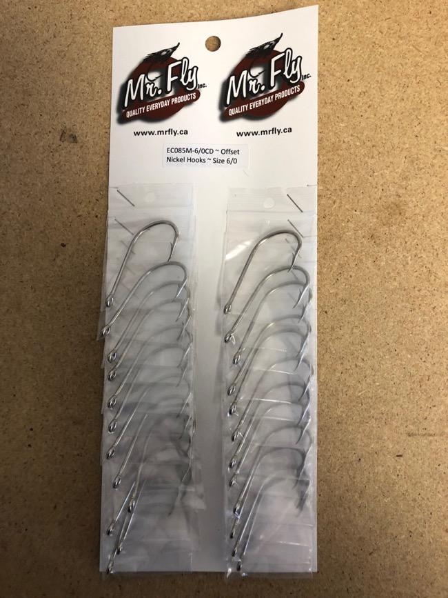 Eagle Claw Plain Shank Offset Nickel Hooks - Size 6/0 ~ 1 per pack / 24 per card-0