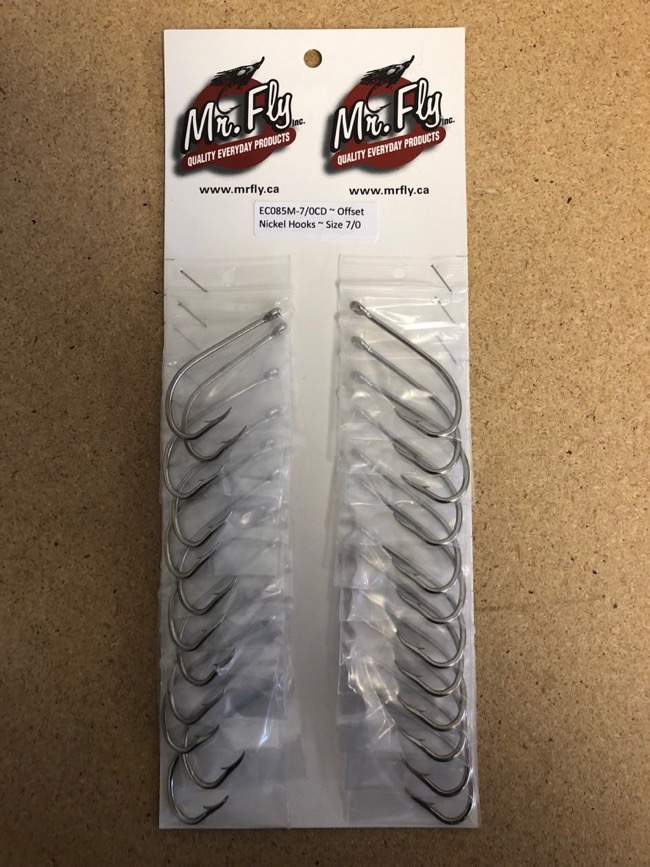 Eagle Claw Plain Shank Offset Nickel Hooks - Size 7/0 ~ 1 per pack / 24 per card-0