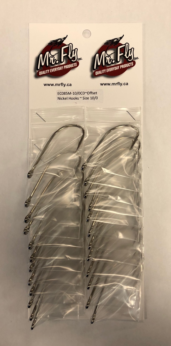 Eagle Claw Plain Shank Offset Nickel Hooks - Size 10/0 ~ 1 per pack / 24 per card-0