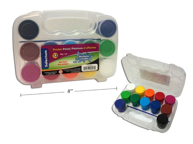 Selectum Poster Paints in Plastic Jars {20g} + Brush in Carrying Case -0