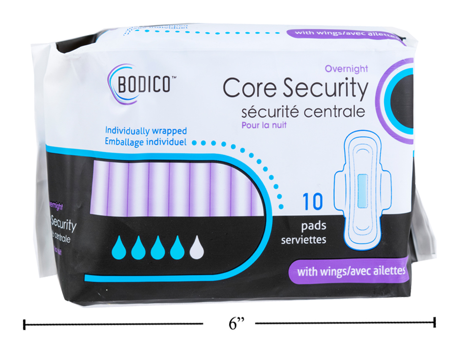 Bodico Pads w/Wings & Leakguard - Overnight ~ 10 pads-0