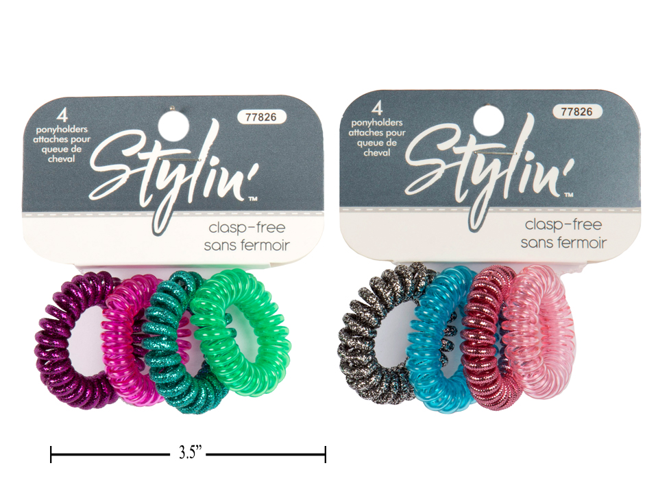 Stylin' Small Coil Ponyholders - Clasp Free ~ 4/pk-0