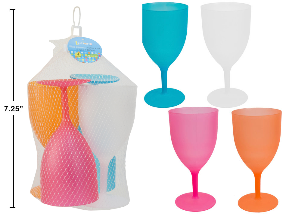 Plastic Wine Glasses ~ Set of 4 in Mesh Bag-0