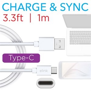 eLink Type "C" USB Charge & Sync Cable ~ 3.3' / 1M-0