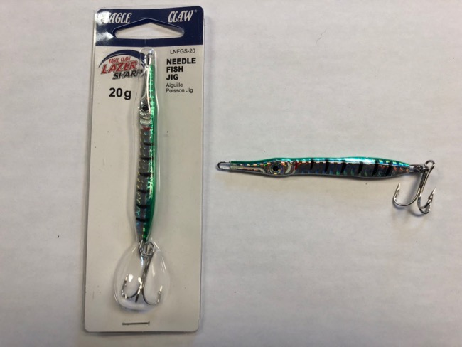 Eagle Claw Needle Fish Jig, 20 gram ~ Green Silver Prism-0