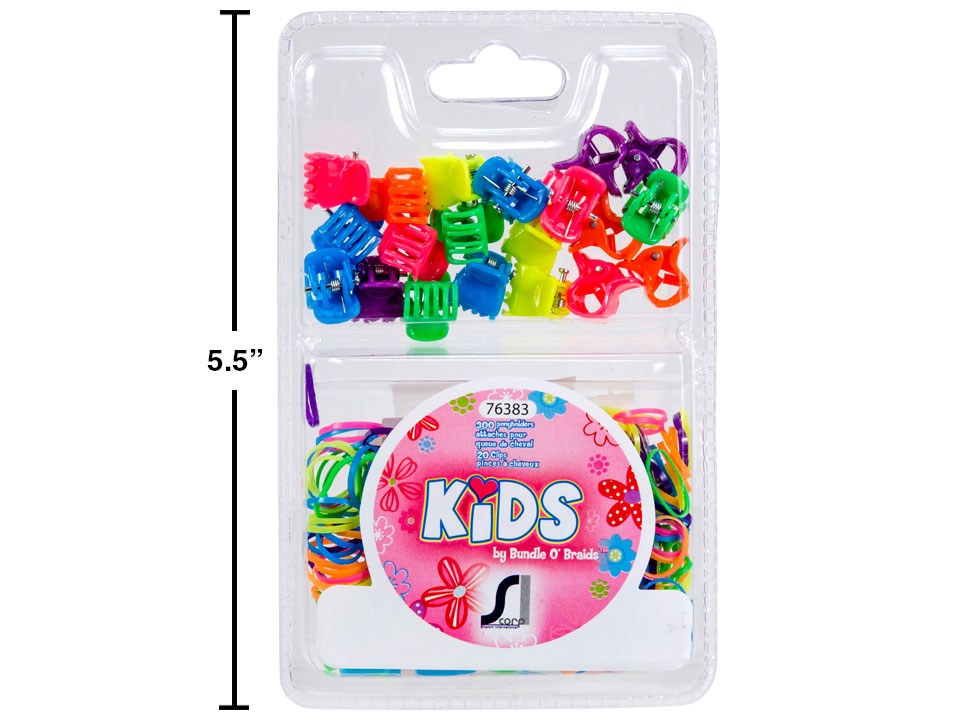 Stylin' Kids Elastic Ponyholder & Mini Clips Accessories Set ~ 320 per pack-0
