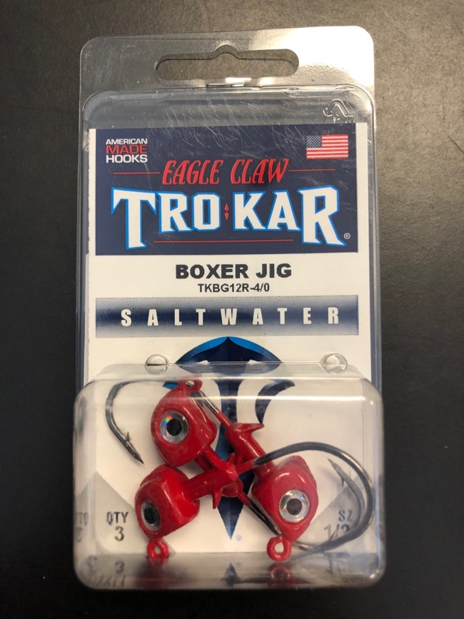 Eagle Claw 1/2oz Saltwater Box Jig with Eyes + 4/0 Hook - 3/pk ~ Red-0