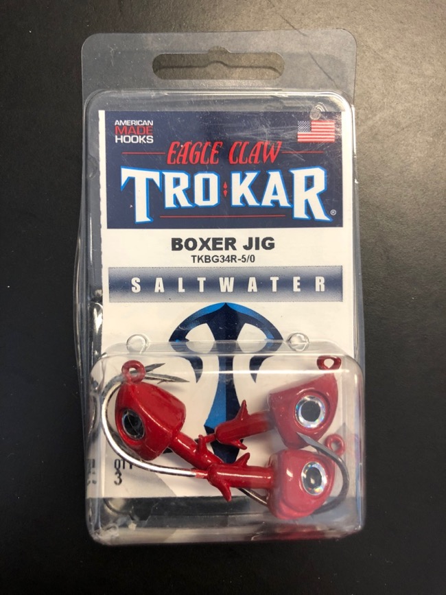Eagle Claw 3/4oz Saltwater Box Jig with Eyes + 5/0 Hook - 3/pk ~ Red-0