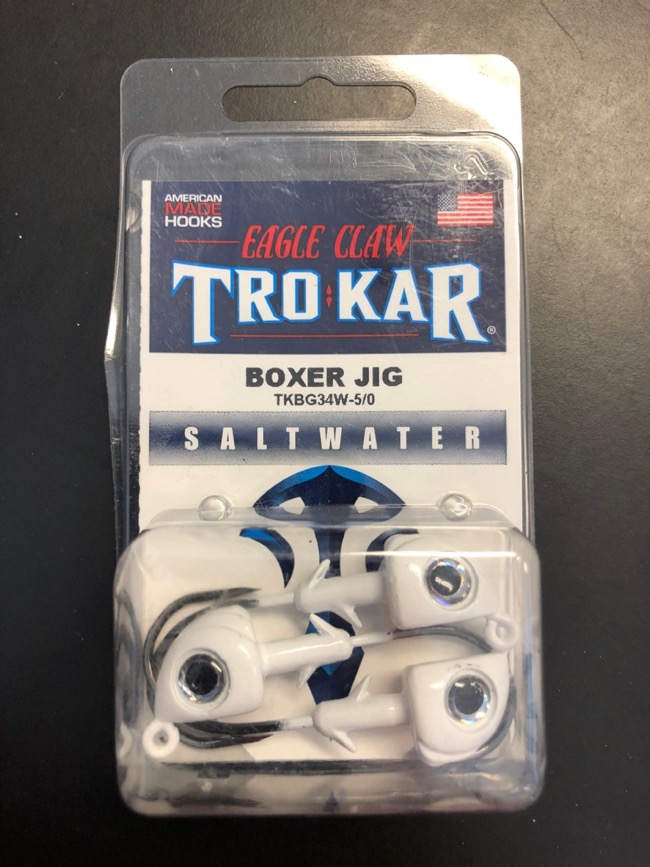 Eagle Claw 3/4oz Saltwater Box Jig with Eyes + 5/0 Hook - 3/pk ~ White-0