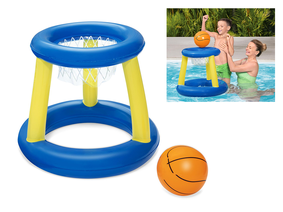 23" Inflatable Floating Basketball Net with Ball {52418}-0