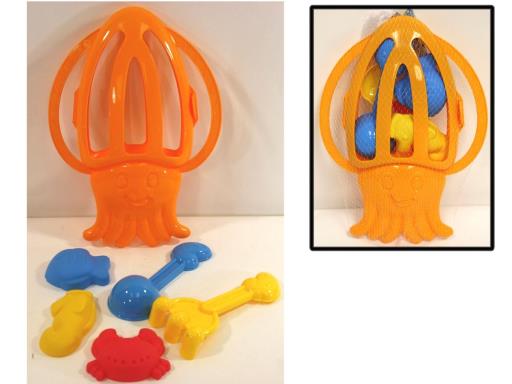 Beach Sand Set in Octopus Shaped Carrying Case ~ 6 piece set-0