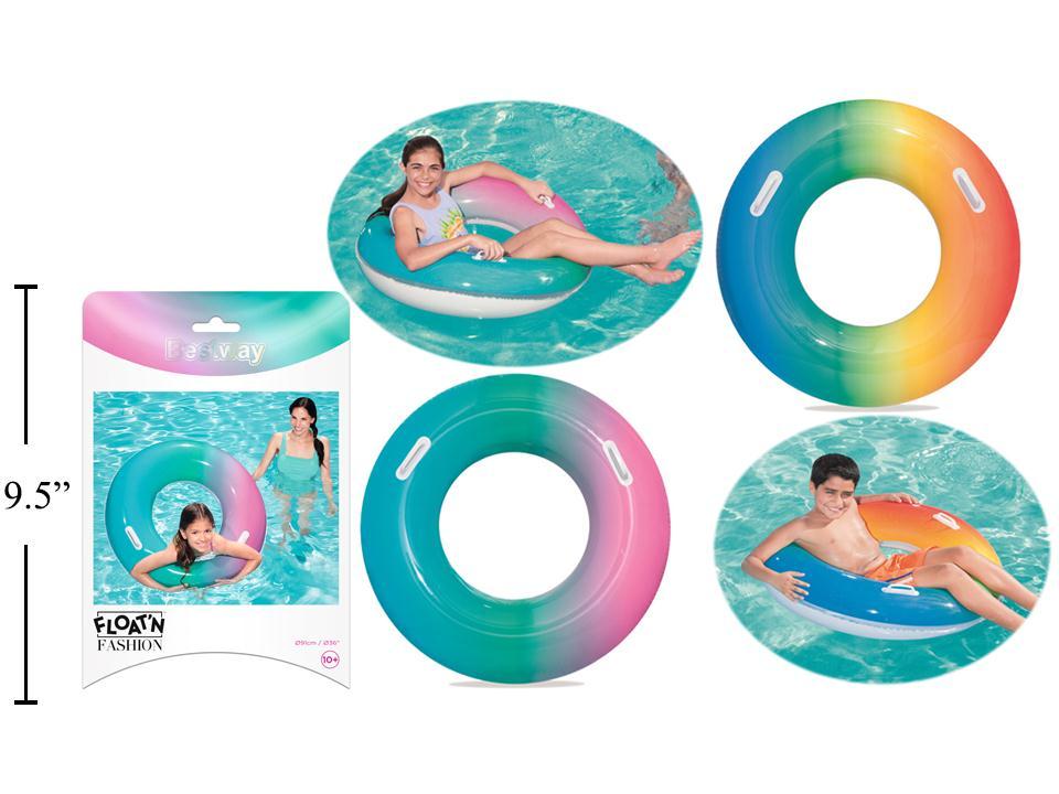 36" Rainbow Colored Inflatable Swim Ring {36126}-0