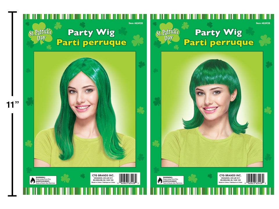 St. Patrick's Day Adult Green Party Wig -0
