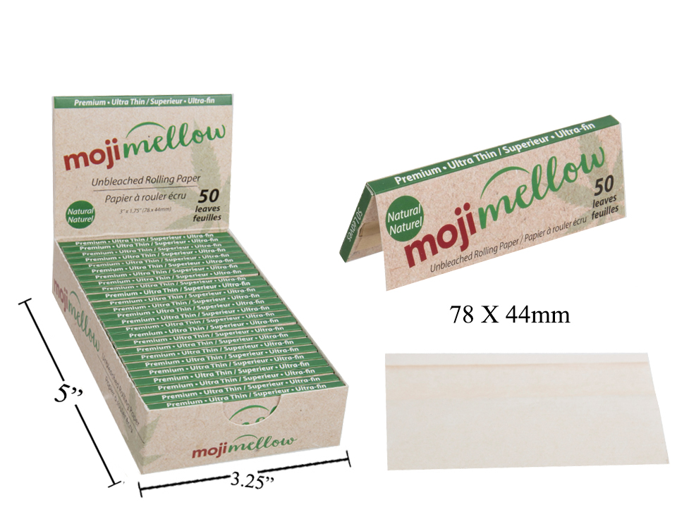 MojiMellow Natural Unbleached Rolling Paper - 50 per pack - 78 x 44mm ~ 25 packs per case-0