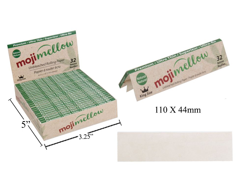 MojiMellow Natural Unbleached Rolling Paper - 32 per pack - 110 x 44mm ~ 25 packs per case-0