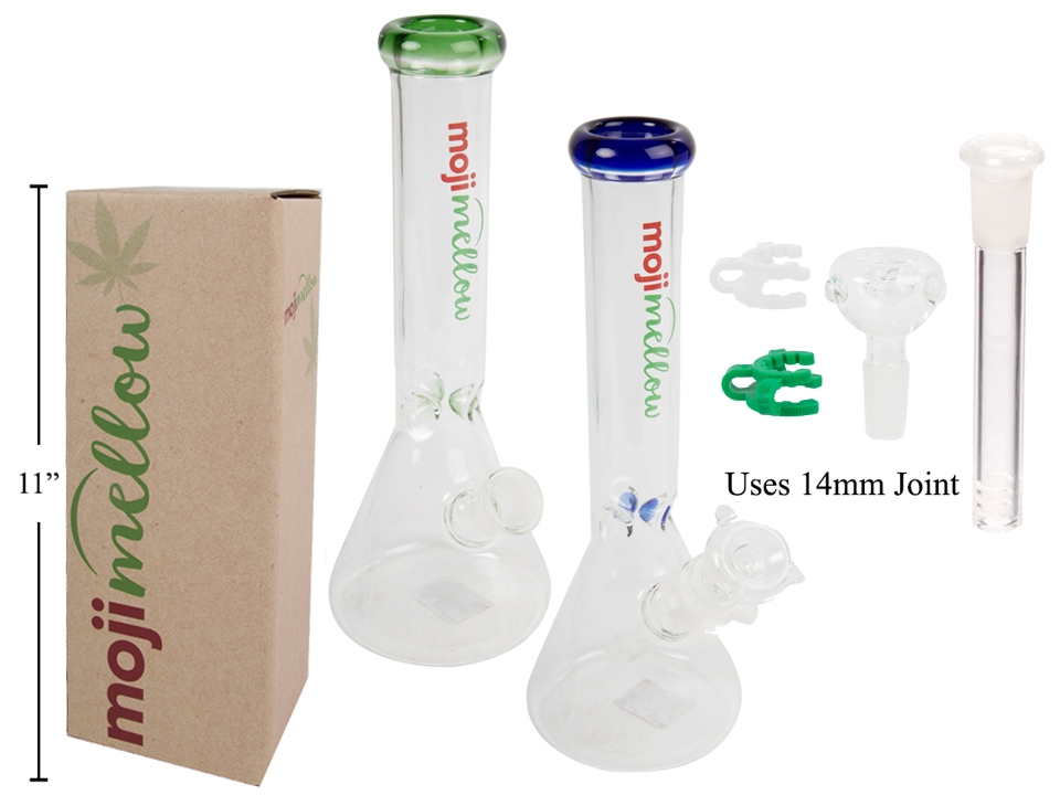 MojiMellow 11" Beaker Style Glass Water Pipe -0