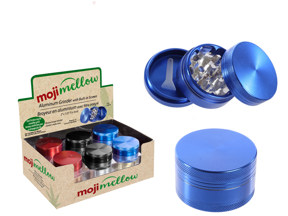 MojiMellow 2" Aluminum Grinder with Built-In Screen ~ 3 Part-0