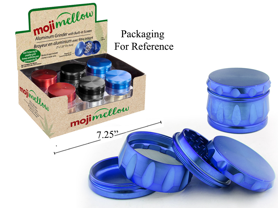 MojiMellow 2.5" Aluminum Cylinder Grinder ~ 4 Part -0