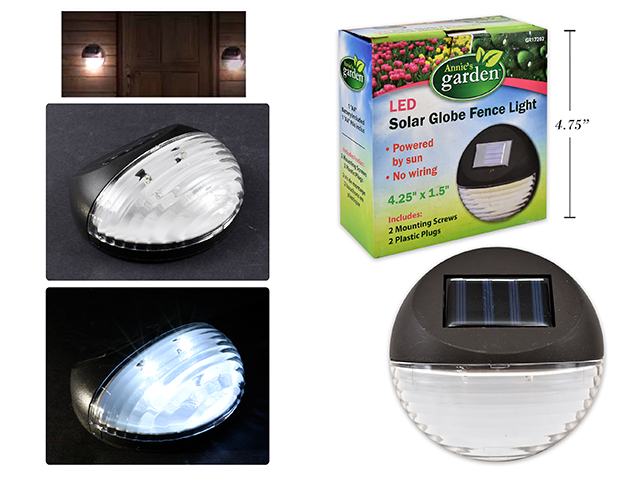 Solar Globe Fence Lights - 4.25" x 1.5"-0
