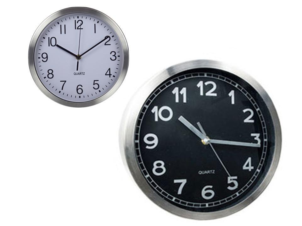 Brushed Metal Wall Clock - 10" Round ~ 2 assorted-0