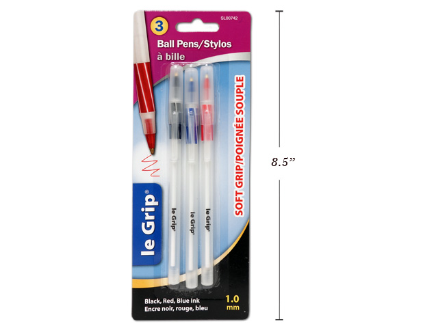 Selectum Soft Grip Ball Pens - Blue, Black, Red Ink ~ 3 per pack-0