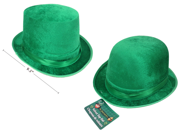 St. Patrick's Day Velvet Derby Style Top Hat with Satin Band-0
