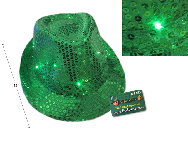 St. Patrick's Day Sequin Flashing Fedora Hat-0
