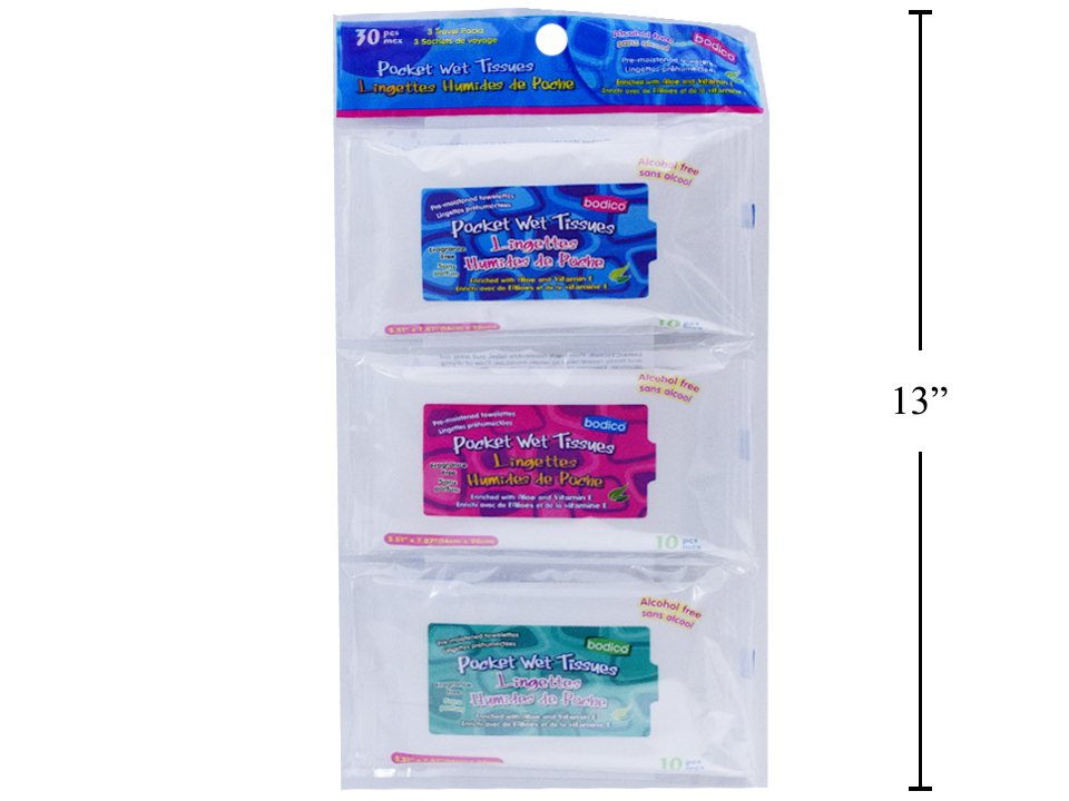 Pocket Wet Wipes - Moist Towelettes ~ 3 packs -0