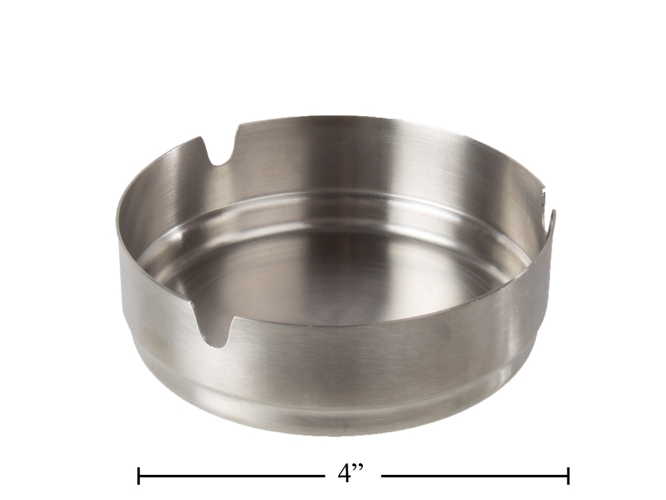 Silver Metal Round Ashtray ~ 4"-0
