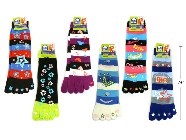 Ladies Printed Toe Socks ~ 13"-0