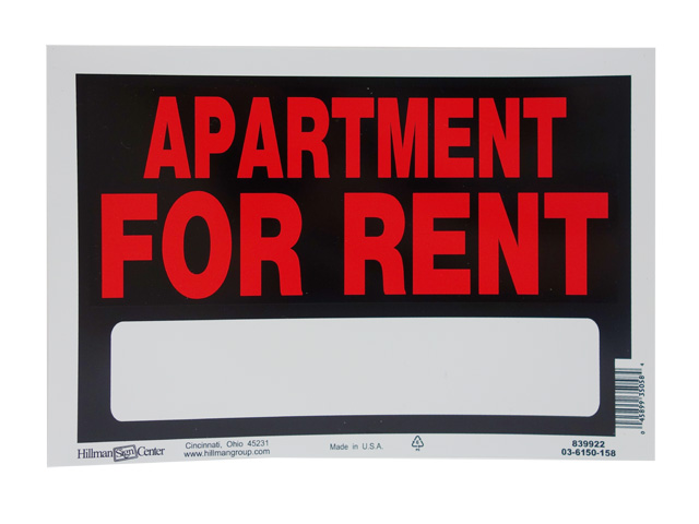 PVC Sign - 8" x 12" ~ Apartment for Rent-0
