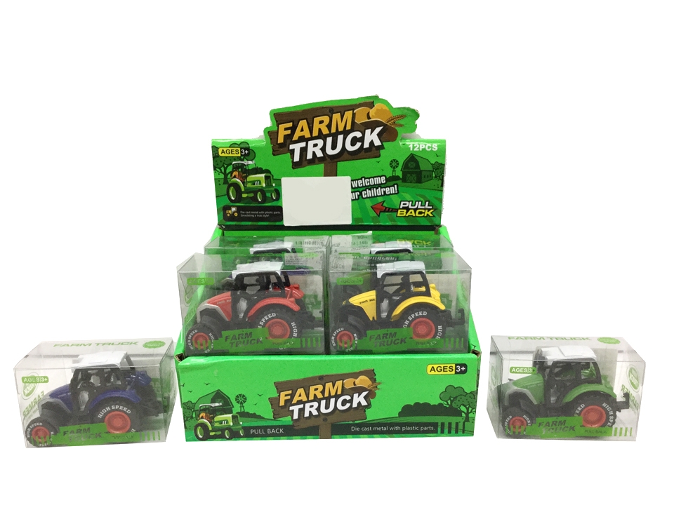 Mini Die-Cast Farm Tractor with Pull Back Action-0