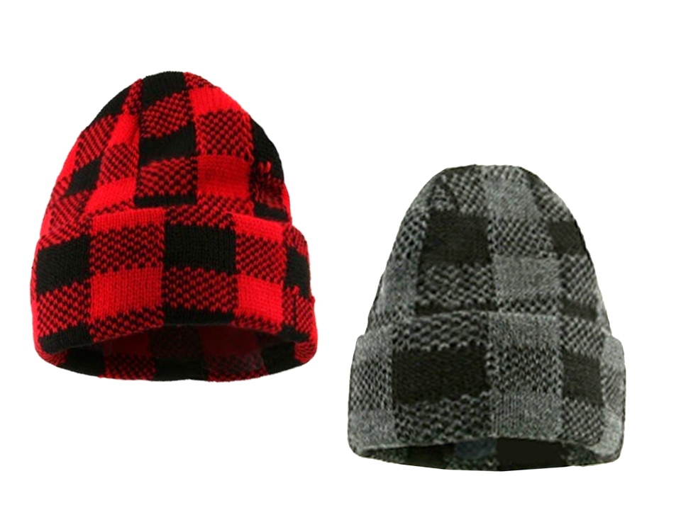 Buffalo Plaid Adult Double Layer Slouchy Hat -0