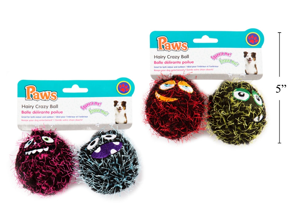 PAWS Hairy Crazy Balls with Squeaker ~ 2 per pack-0