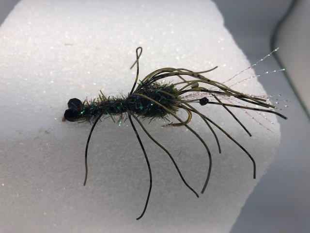 Olive Sparkle Crawdad Flies-0