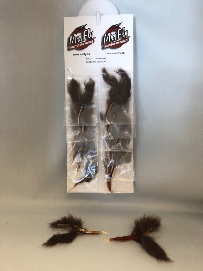 Brown with Rabbit Fur Strips Crawdad Flies-0