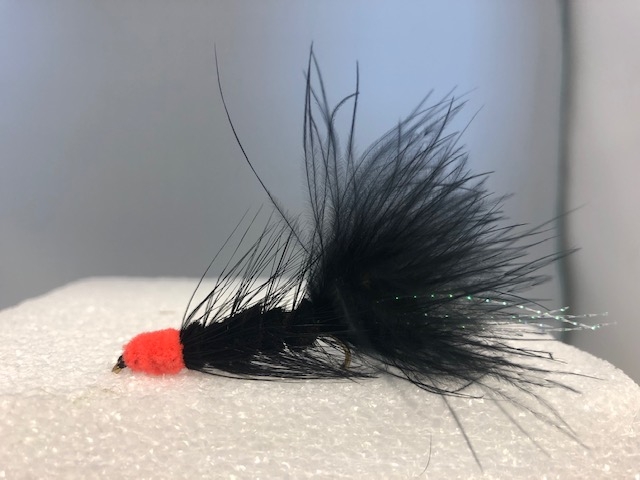Black with Fluorescent Orange Egg Sucking Leech -0