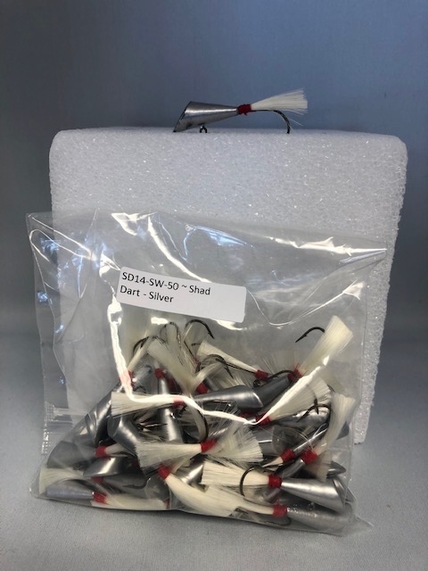 Shad Darts 1/4oz - Silver with White Tail ~ 50 per bag-0