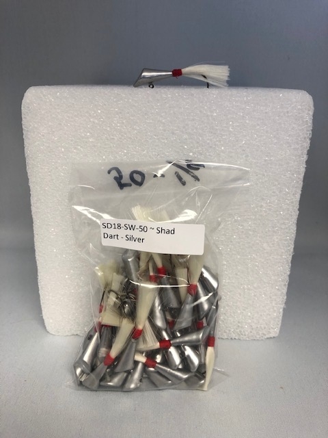Shad Darts 1/8oz - Silver with White Tail ~ 50 per bag-0