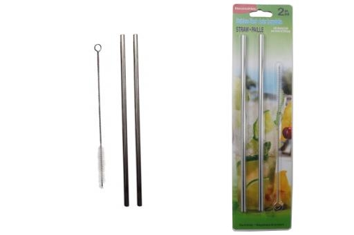 Stainless Steel Straws ~ 2 straight & Cleaning Brush-0
