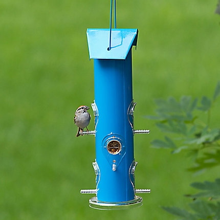 Perky-Pet Blue Metal Tube Bird Seed Feeder-0