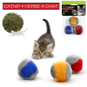 Animooos Fuzzy Ball Stuffed with Cat Nip ~ 3 per pack-0