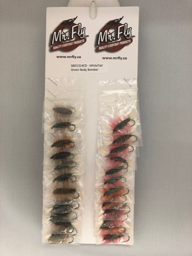 White Tail, Green Body with Brown or Orange Hackle Salmon Bombers -0