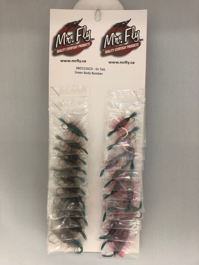 Green Tail, Green Body with Brown or Orange Hackle Salmon Bombers -0