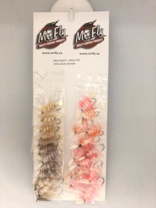 White Tail, White Body with Brown or Orange Hackle Salmon Bombers -0