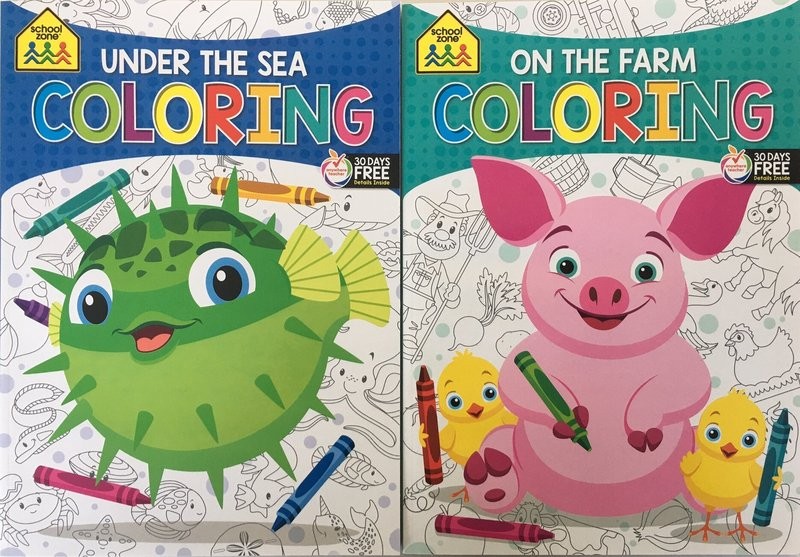 On The Farm / Under The Sea Coloring Books -0